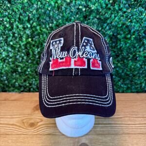 New Orleans Louisiana Distressed Unisex Adjustable Strapback Cap Hat Black OS